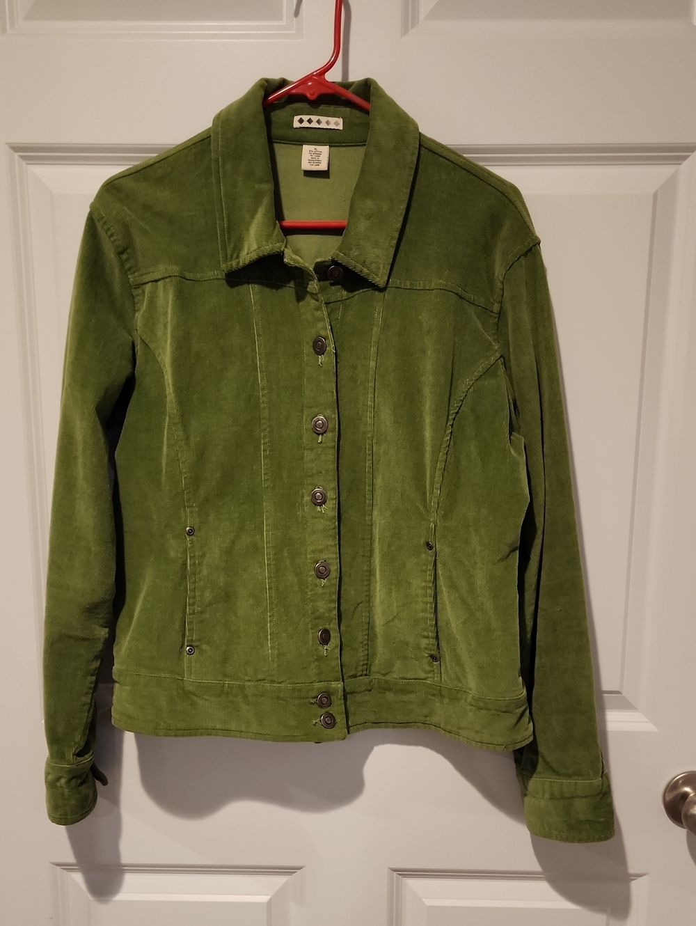 5 Diamonds Green Women's Button-Up Jacket - Cordroy Utility Style Sz XL